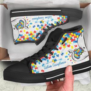 Casual Shoes InstantArts Elephant Autism Awareness Design Classic Vulcanized Canvas Women Men High Top Sneakers Flat