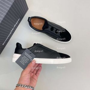 Zegna Designer Casual Shoes Triple Stitch Low Top Sneaker Stripes Social Wedding Party Quality Leather Shoe Zegnas LOGO KK 172