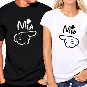 Frauen T-Shirts Lustige T-Shirt Frauen und Männer Paar Valentinstag Geschenktops Sommer Baumwollbrief Druck