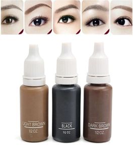 Hela 3PCSLOT -tatuering Ink 3 Olika färger för permanent makeup Tatuering Eyebrow Eyeliner Lip 15ml Cosmetic Manual Paint P1934683