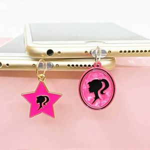 Handy Anti-Dust-Gadgets Miniso Pink Barbie Telefon Anti-Staub-Stecker für iPhone Samsung Huawei Typ C Android-Ladungsanschluss-Protektoren Metall Dustplugs Y240423