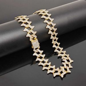 Spring Buckle 21mm Diamond Short Thorn Cuban Chain Fashionabla and Cool Style Mens Full