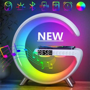 Chargers Wireless Charger Stand Alarm Clock Speaker APP Control RGB Night Light 15W Fast Charging Station for Iphone 11 12 13 14 Samsung