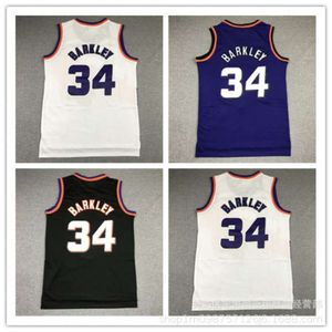 Calças de basquete Bordou Jersey para o Suns No. 34 Barkley