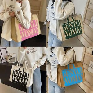 Shoulder Bags Canvas Stylish Letter Printing Large Capacity Commuting Bag Sling Birthday Gifts