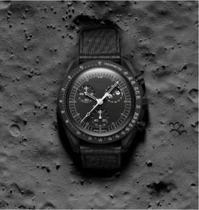 Bioceramic Planet Moon Mens High Quality Full Function Chronograph Designer Mission to Mercury 42mm Nylon Watches Quartz Clock Relogio Masculino with box