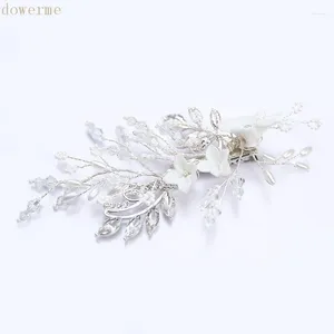 Clip per capelli delicati delicati bianchi floreali di pettine da sposa da donna coperto perle perle per perle Accessori per vite per la sposa