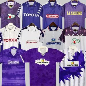 1998 1999 Fiorentina Batistuta Rui Costa Mens Futbol Formaları Ev Mor Uzak Beyaz Retro Futbol Gömlek Üniformaları