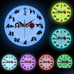 Desk Table Clocks The Seven Virtues Of Buso Eastern Fight Style Aikido Wall Clock Japanese Martial Art Fighting Sport Dojo Decor S Dhlul