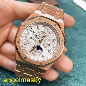 Watch na nadgarstek AP Ladies Mens Royal Oak Series 26574OR 18K Rose Gold White Plate Busines