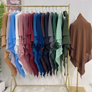 Türbeler iki kat uzunluğunda Khimar Müslüman Kadın Headcover başörtüsü Niqab Dubai Türk İslami Giyim Ramazan Eid Headdress 240409