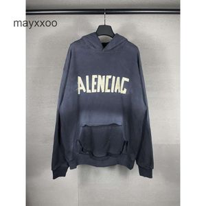 Balencigs hoodies hoodie tröja hög version Paris B Family Hooded Adhesive Tape Paper Letter Printing Unisex Loose Casual Long Sleeved Pykf