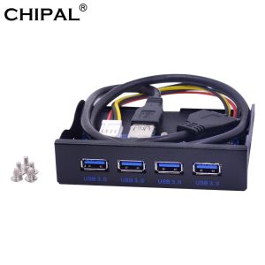 Hubs Chipal 19+1 20Pin 4 Port USB 3.0 Front Panel Combo Bracket USB3.0 Hub Adapter för PC Desktop 3.5 