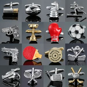 Links xkzm nova marca de jóias de luxo Cufflinks HighgRade Bullet Boxing luvas de pistola camisetas masculinas links de punho de punho grátis