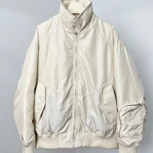 Herrjackor 2024SS Fashion Pocket Pilot Jacket Down Coat Vintage Cropped Casual Warm Streetwear Clothes Techwear Clothing