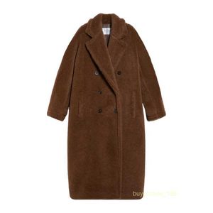 Cappotto da donna in cashmere cappotto di lusso maras maras womens warm long capelli tessuto cammello in cammello doppio petto a doppio petto di fibbia lunghe