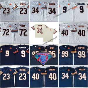 Browback Football 34 Walter Payton Jerseys 41 Brian Piccolo 72 William Perry 51 Dick Butkus 50 Mike Singletary 40 Gale Sayers 9 Jim McMahon com patches costurados