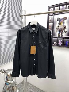 Designers Mens Casual Shirts Quality Designer Business Tees Classic Long Sleeve Shirt Button Up Shirt Solid Color Letter Spring Autumn Blue Plus Size M-3XL T11