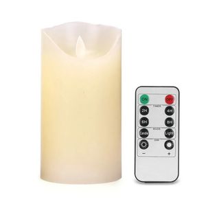 15 cmh flackernde flammenlose Säule LED-Kerzenlichter Fernbedienungssteuerung Timer Moving Dochte geschmolzene Kante Hochzeit Weihnachtsparty-Amber 240417