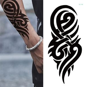 Tattoos heiß schwarze schwarze temporäre Tattoo Körperkunst Tattoos 3d wasserdichte temporäre Tattoos Aufkleber Kunst Männer Arm Bein falsches Tatoo Paper