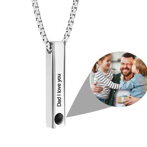 Necklaces Photo Bar Necklace For Men Personalized Memorial Gift For Dad Boyfriend Custom Birthday Anniversary Christmas Father's Day Gift