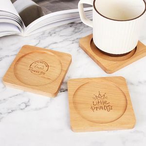 Table Mats 1Pcs Wood Placemats Coasters Tea Coffee Cup Pad Decor Durable Heat Resistant Square Drink Mat Bowl Teapot Holder 8.8cm