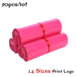 Maskiner Nya rosa kurirväskor Big Size Frosted Storage Bag Waterproof Bag Selfseal PE Material Kuvert Mailer Postpaketpaket