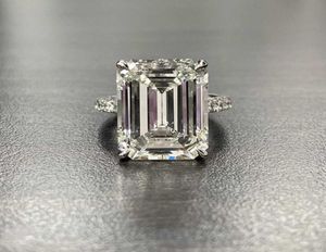 Роскошь 100 925 Серебряное серебро Создано Изумрудное сокращение 4CT Diamond Wedding Cocktail Women Ring