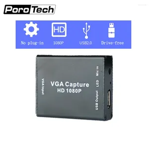 Conversor de áudio e vídeo super pequeno VGA HD 1080p VGA para USB2.0 Capture com cabo USB sem plug-in