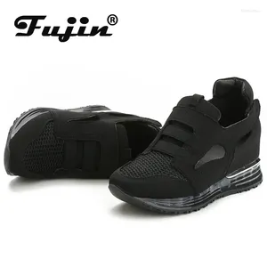 Scarpe casual Fujin 7 cm Donne Sneaker estate Sneaker a cuneo a mesh sandali traspiranti per la vera pelle