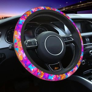 ステアリングホイールカバーフローラルファンタジーカーカバー大胆な抽象ピンクのオートプロテクターElastische Car Stylingアクセサリー