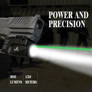 Lights Hignluen Tactical ficklampa Grön lasersyn Combo Hunging Laser Suck för pistolhandvapen med inbyggt laddningsbart batteri