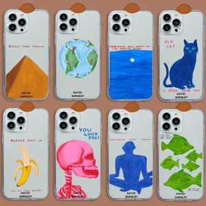 携帯電話バンパーDavid Shrigley Visual Arts Phone Case for iPhone 15 15 14 13 12 11 Pro Mis Mini X Xr 7 8 Plus Se20ソフトシリコン透明CAPA Y240423