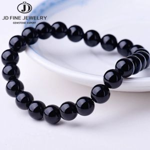 Stränge jd natürliche schwarze Obsidian -Steinarmband Frauen fördern die Blutkreislauf -Entspannungs -Angstverlust -Strang -Perlenarmbänder