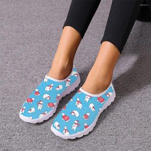 Casual Shoes Christmas Cartoon Cute Polar Bear Pattern Ladies Spring Autumn Round Toe Vulcanized Brand Design Comfort Lace Up Sneakers