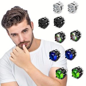 Earrings 1 Pairs Magnetic Stud Earrings for Men Women, Stainless Steel NonPiercing Ear Clip on Cheater Fake Ear Gauges Fashion Jewelry