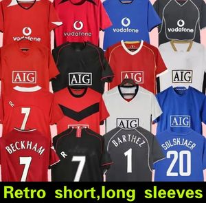 Retro -Fußballtrikots Langarmer Ronaldo Rooney Giggs Nani S 06 07 08 Home Away Scholes Tevez Berbatov Vidic Vintage Classic Football Shirt