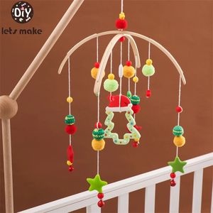 Baby Holz mobiles Bett Glocke Hängende Rasseln Spielzeug Weihnachtserie Fluffy Ball Crib Decoration Wind Chimes Geschenke 240418