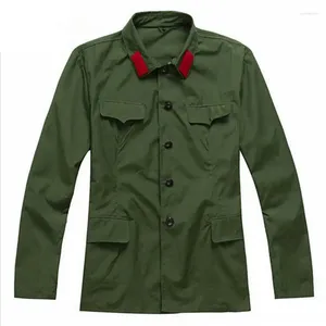 Men's Jackets Vintage Retro Stage Military Uniform Suit 1960 Green Chinese People Liberation Army Officer Mao Cadre