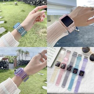 Sport nyaste rem för Apple Watch Band Series 6 1 2 3 4 5 Transparenta iwatch smarta remmar remmar 38mm 40mm 42mm 44mm Wirst S SS 8mm 0mm mm mm