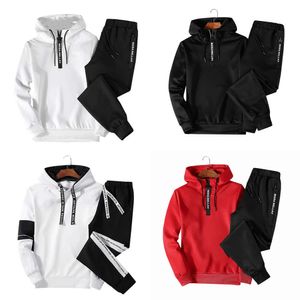 Casual Men Set Set z kapturem wiosenne jesień męskie szosy sportowe Bluzy Hoodspants Dwuczęściowe zestaw