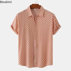 Męskie koszule Summer Floral Hawaiian Style Koszulka krótkiego rękawu moda bluzka Polka Dot 2024 Wakacje Camisas de Hombre