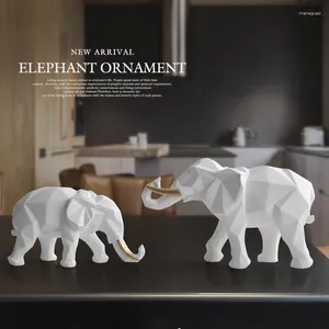 Estatuetas decorativas elefante estatueta 2/resina definida para o escritório em casa el decoração comprimido animal artesanato moderno Índia decoração de estátua branca