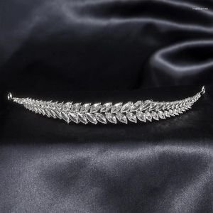 ヘアクリップYysunnyヴィンテージブライダルアクセサリー女性プロム装飾Zircon Leaves Reath Crown Wedding Tiara Headband Girl Jewelryギフト