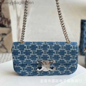 Top Grade Cellin Brand Designer Bags Denim Blue Popular Design Chain Horizontal Mobile Phone Bag Single Shoulder Underarm Bag with Original Logo