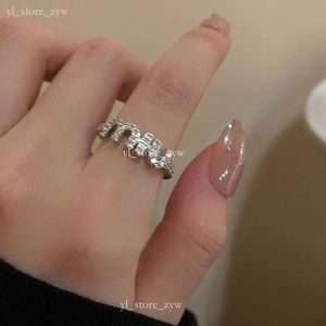 Mui Letter Zircon Ring for Women's Light Luxury and Unique Design High Grade Index Finger Ring, Personalized Open Ring Tide Mui Mui Rings