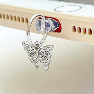 Cell Phone Anti-Dust Gadgets Metal Butterfly Dust Plug Charm Charge Port Anti Dust Plug Usb Type C Plug For iPhone Android Dust Cap Creative Decorations Y240423