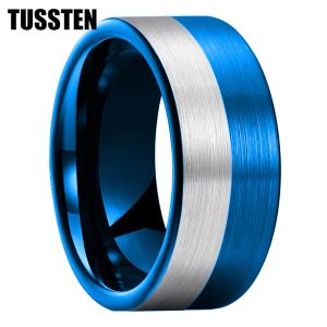 Ringe TUSSTEN 6/8/10/12mm Super Männer Ring Frauen Schwarz Blau Wolfram Hochzeit Band Rohr geschnitten Pinsel Finish Comfort Fit Kostenloser Versand