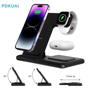 Caricabatterie pieghevoli 3 in 1 stand di caricabatterie wireless per iPhone 14 13 11 x 8 20w Stazione dock di ricarica rapida per AirPods Pro Apple Watch 8 7