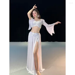 Stage Wear Belly Dance Clothing 2024 Sequin Spring Mesh Training Class Uniform Set